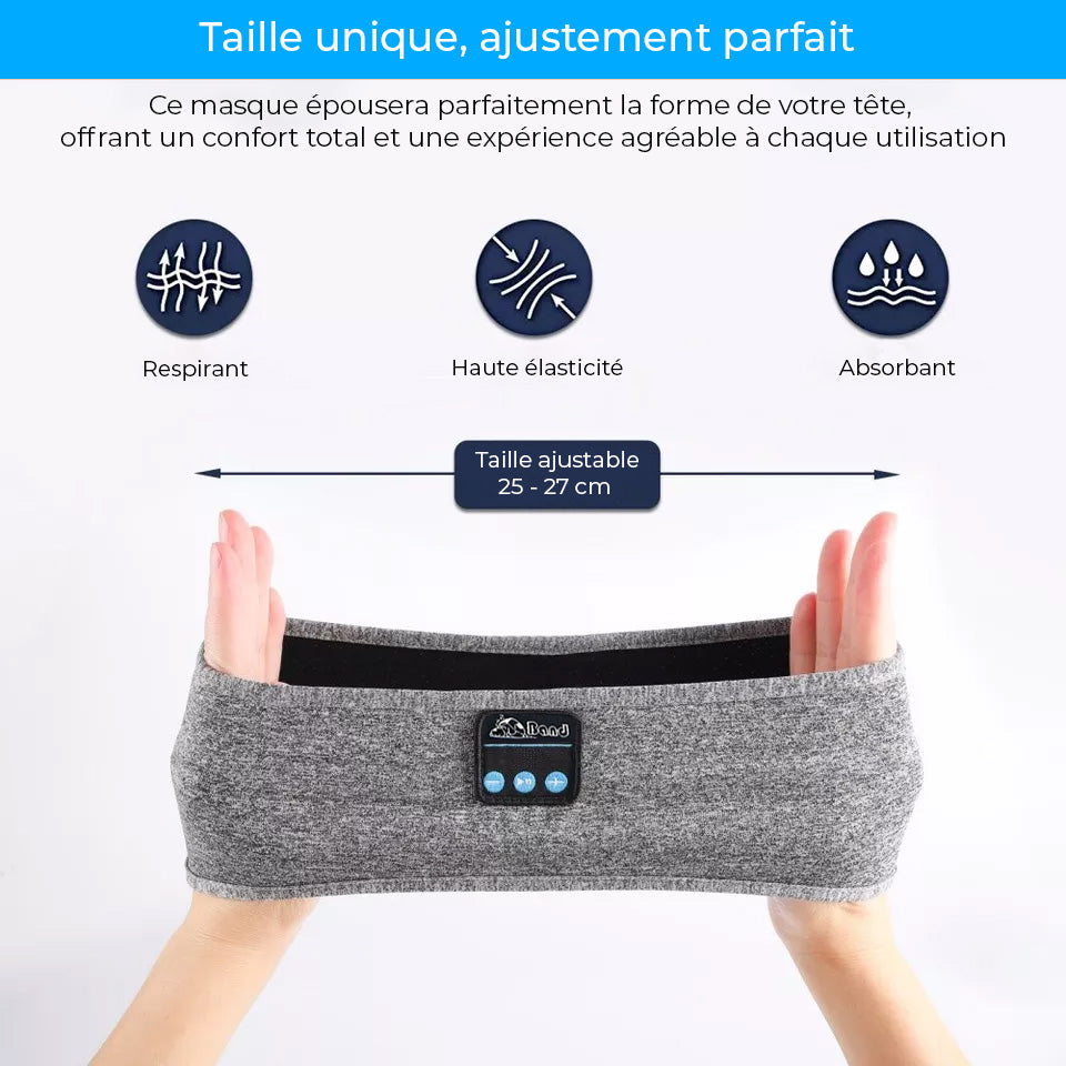 SomniWave™ – Masque de Sommeil Bluetooth 5.2 Ajustable pour Relaxation et Performances Sportives