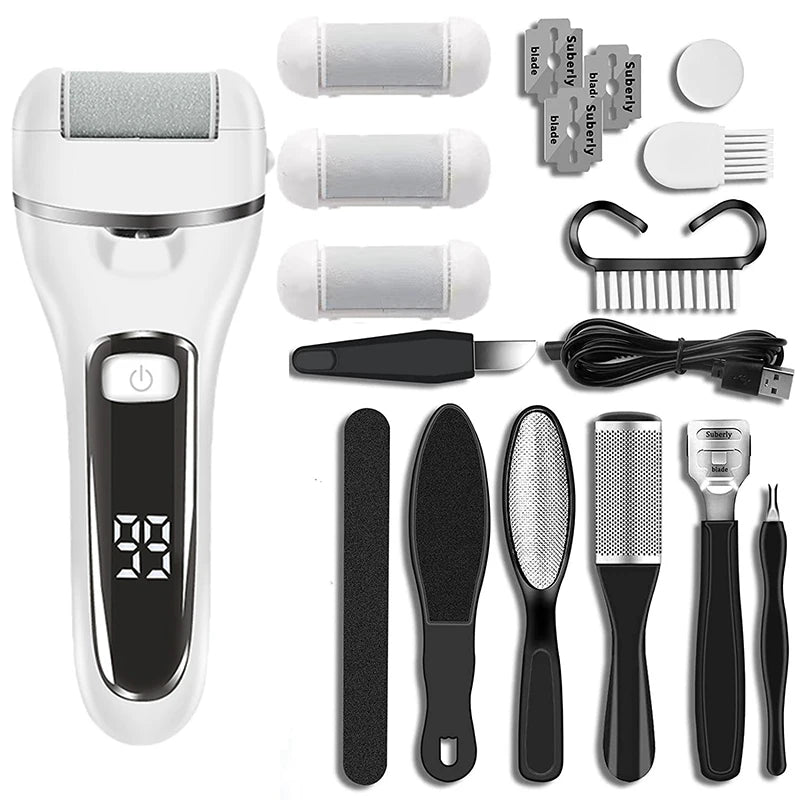 Râpe pour Pieds Électrique - PediPro™ - Blanc Argenté