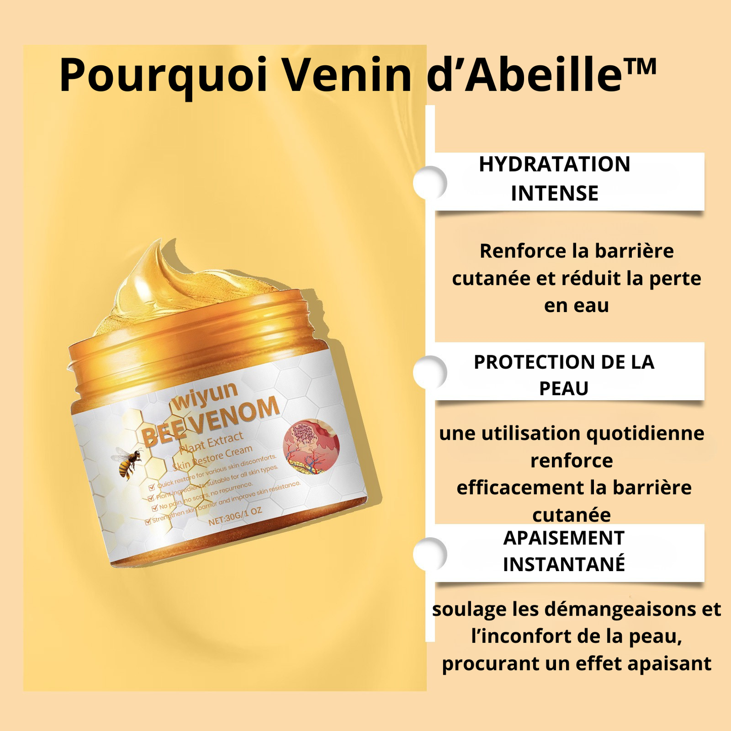 Venin d’Abeille™ | Crème Réparatrice Hydratante & Régénérante